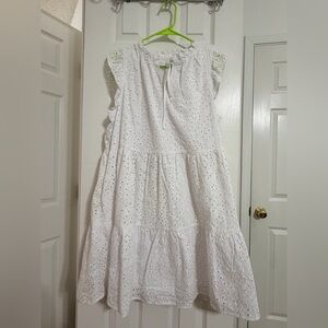 White Eyelet Tiered ' Dress